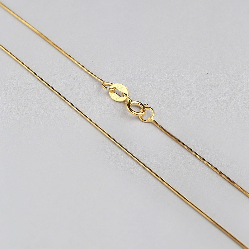 Cadena de serpiente de plata pura de 0,7mm, collar de oro blanco, oro amarillo, oro rosa, cadena de plata de ley para siempre