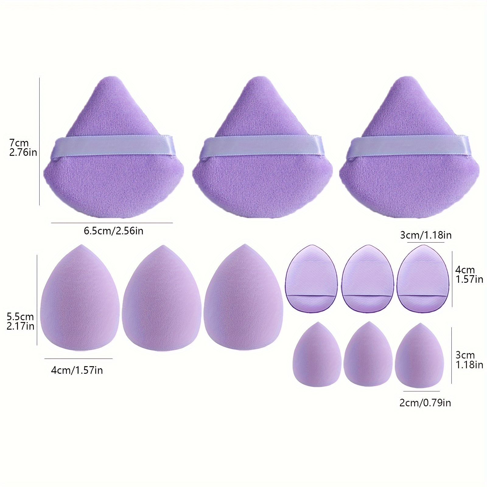 Ensemble combiné d'outils d'éponge de maquillage 12 pièces-œuf de beauté doux et bouffée de maquillage triangulaire et Mini coussin d'air, outil de maquillage pour novice