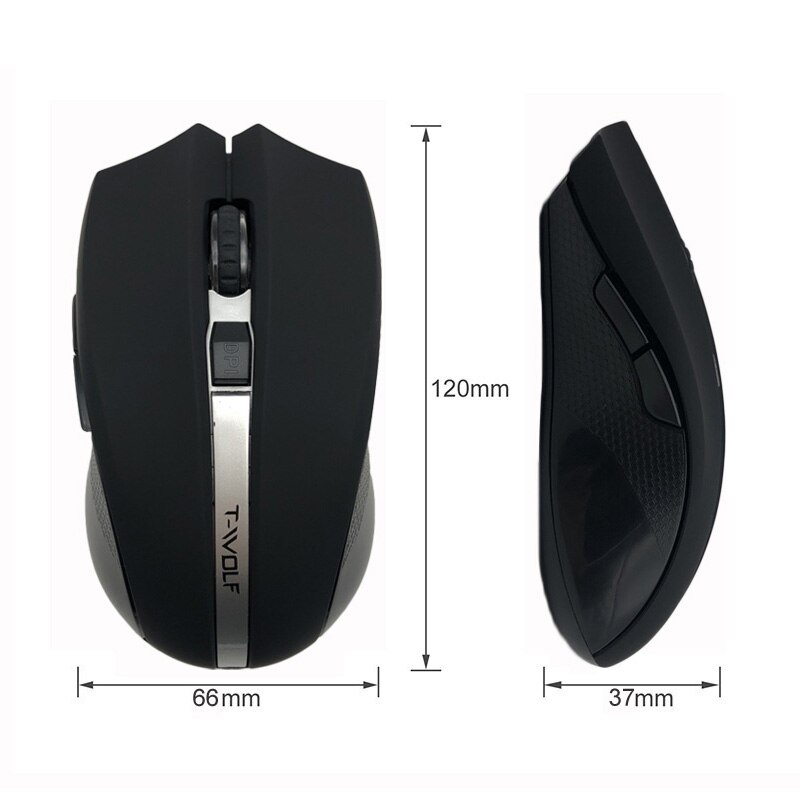 T-WOLF Q5 2.4GHz Wireless Silent Computer Mouse 1800DPI Adjustable Ergonomic Mice Good Cordless Optical PC Laptop Gaming Mouse