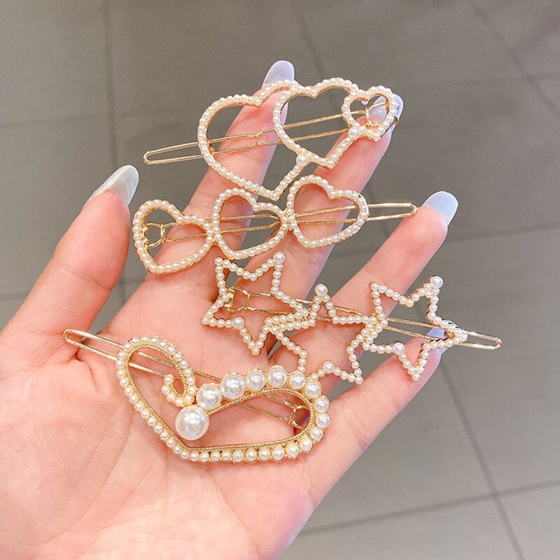 Xwen Store Pearl Clip Headdress Hair Clip Girls Hairpin Top Bangs Broken Hair Side Side Hair Accessories For Women OH2073