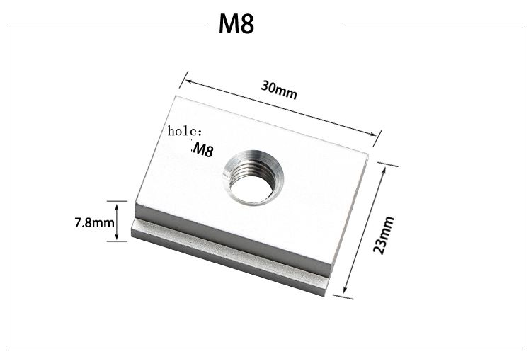 Riel de aluminio t-track t-slot, Riel de 300mm/400mm/500mm/600mm/800mm, ranura de fijación de tornillo T para Sierra de mesa herramienta de carpintería: M8 small slider