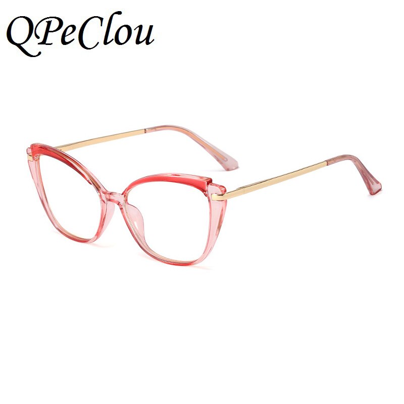 Mode TR90 Anti-Blauw Brilmontuur Vrouwen Vintage Metalen Cat Eye Bril Vrouwelijke Optische Brillen Oculos Feminino: Pink1806