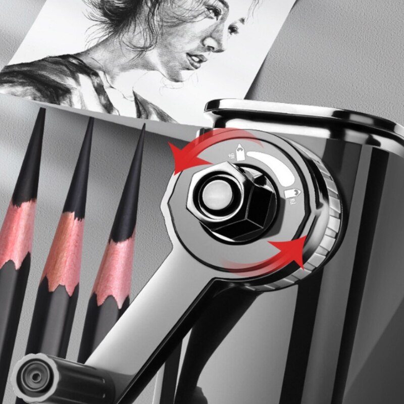 Long Point Pencil Sharpener Manual Art Pencil Sharpeners 9 Gears Adjustable Points for Charcoal Sketching Drawing Pencil