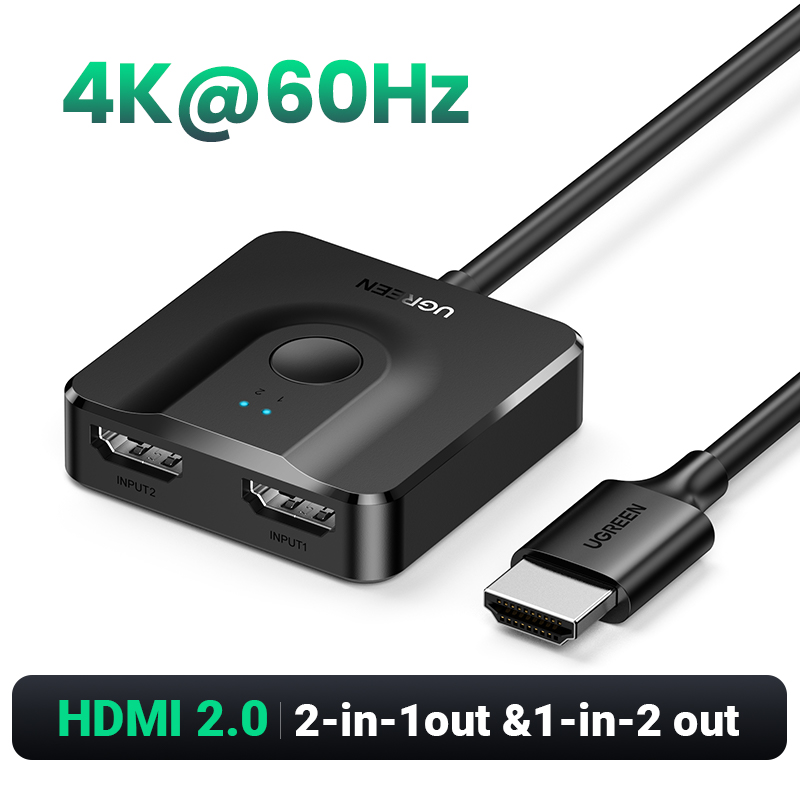 UGREEN rozdzielacz HDMI 4K dwukierunkowy przełącznik HDMI 1x 2/2x1 Adapter do PS4/3 TV, pudełko projektor kabel HDMI przełącznik HDMI rozdzielacz HDMI: Brązowy
