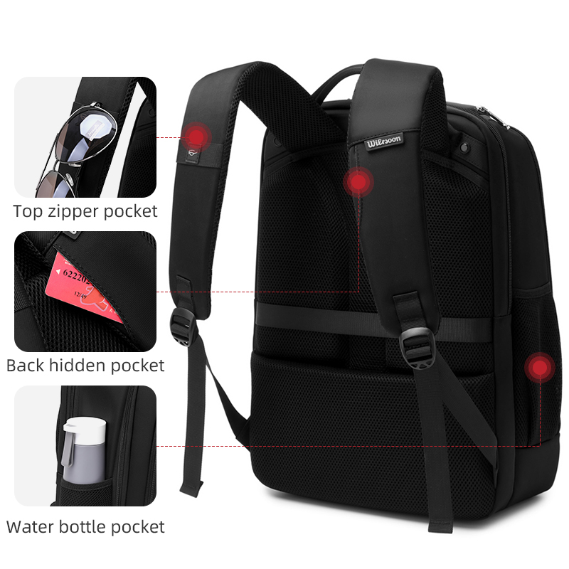 WIERSOON 2022 Men Backpacks 15.6inch USB Charging Laptop Backpack School Backpack For Men For Teenager