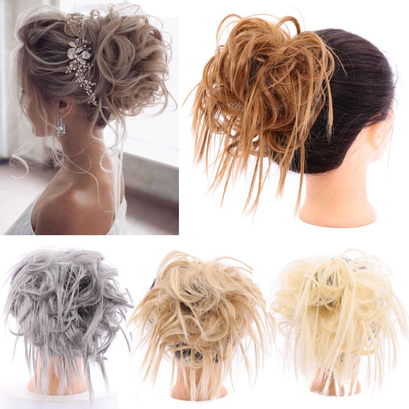 AOOSOO 7 pulgadas moño desordenado moño Tousled diadema elástica Chignon Pelo Rizado Scrunchie Updo cubierta sintético cabello para mujeres
