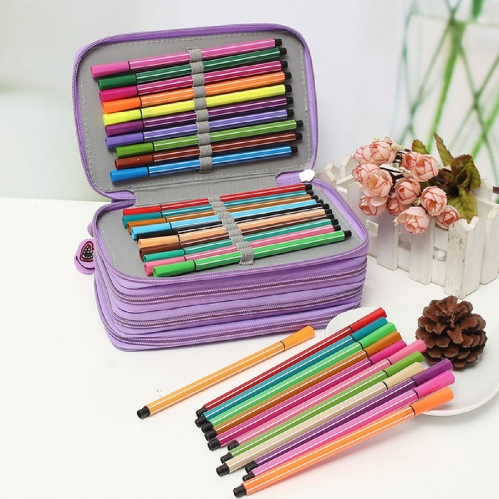 72 Slots Große Farbige Bleistift Fall Bleistift Halter Organizer Aquarell Oxford Stoff Bleistifte Tasche Box Schule Schreibwaren