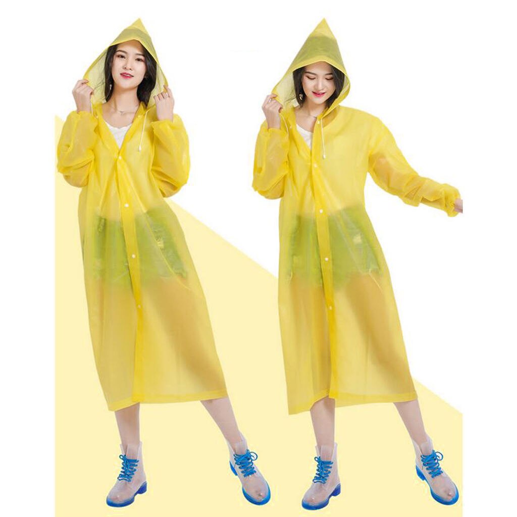 Reusable Adult Raincoat Outdoor Camping Rain Poncho with Hoods and Sleeves