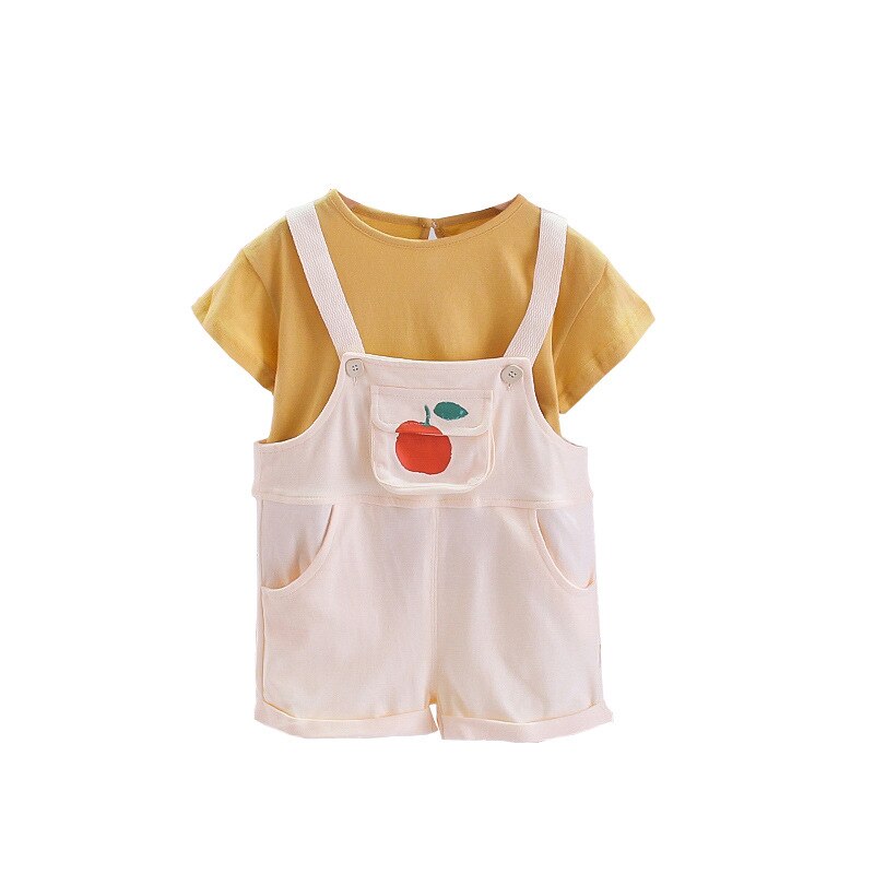 Baby Boy Girl Clothes set Summer Fashion Kids abiti a maniche corte T-shirt + bretelle Shorts 2 pezzi Cute Toddler Clothing Suit