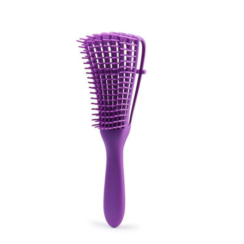 1 stk detangling børste til krøllet hår skridsikker gummi blæksprutte hårbørste kam hovedbund massagebørster badeværelse tilbehør: Lilla