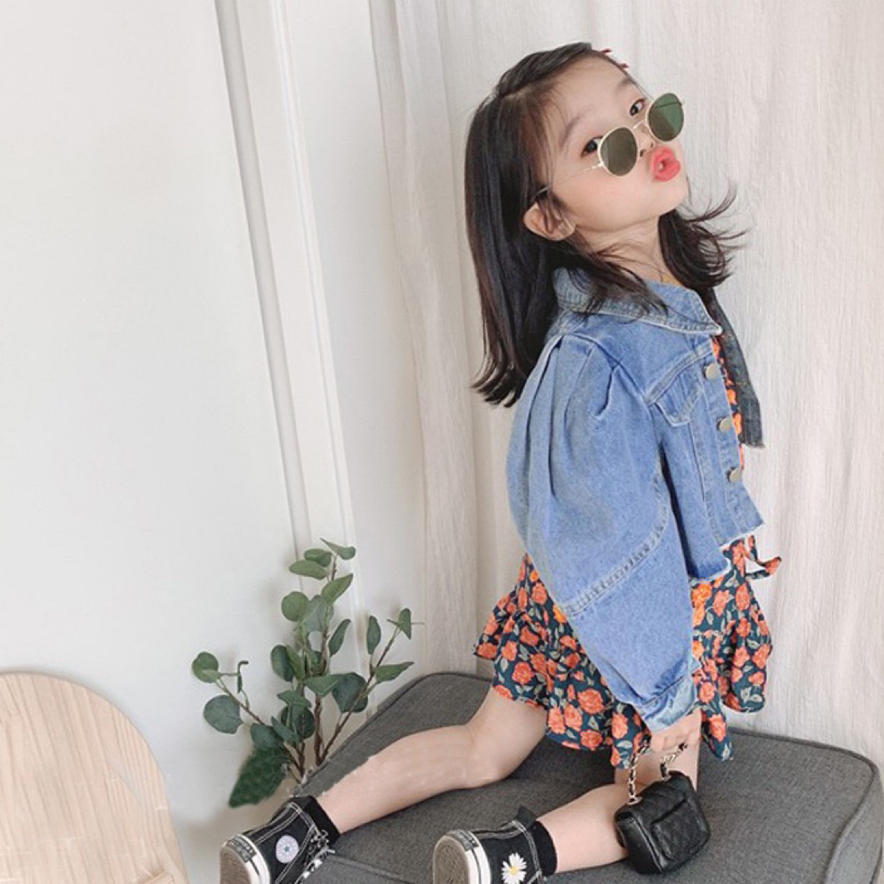 Newborn Girl outfit kids Denim jacket For Girls Autumn Jeans Coat Children Clothes Puff sleeve Short Baby Denim Jackets 0-8 year