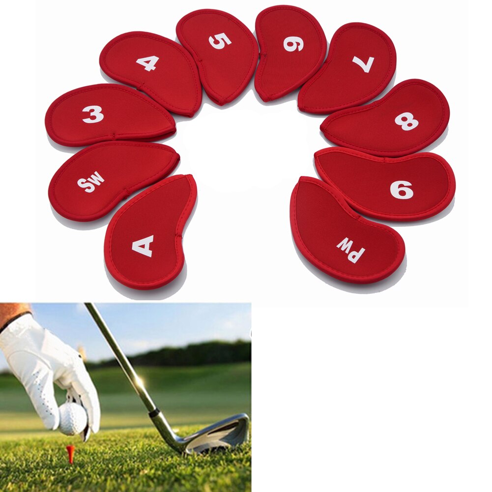 10pcs/set Anti-slip Wear Resistant Shockproof Protective Dust Proof Soft Thick Sports Golf Pole Cover Numbers Print Rod Hat