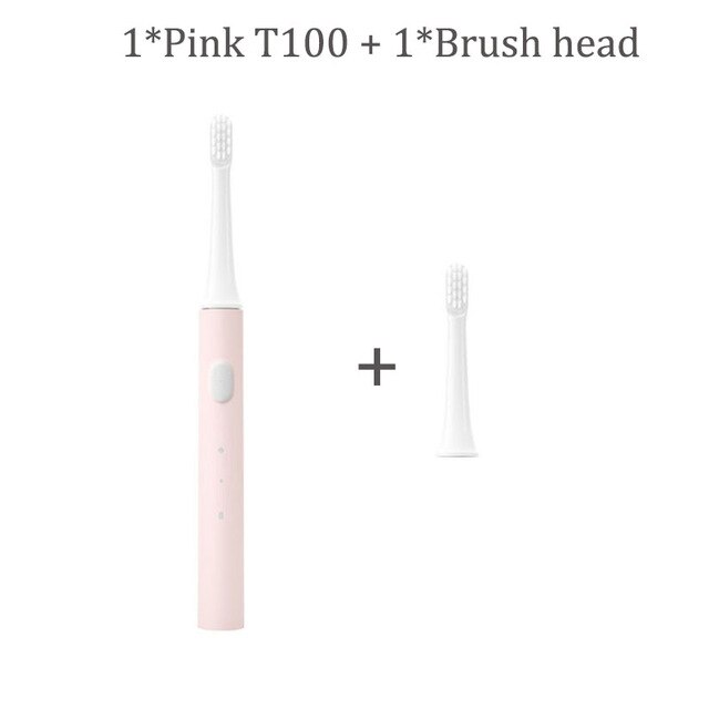 Original Xiaomi Mijia T100 Mi Smart Electric Toothbrush 46g 2 Speed Xiaomi Sonic Toothbrush Whitening Oral Care Zone Reminder: pink add 1 head