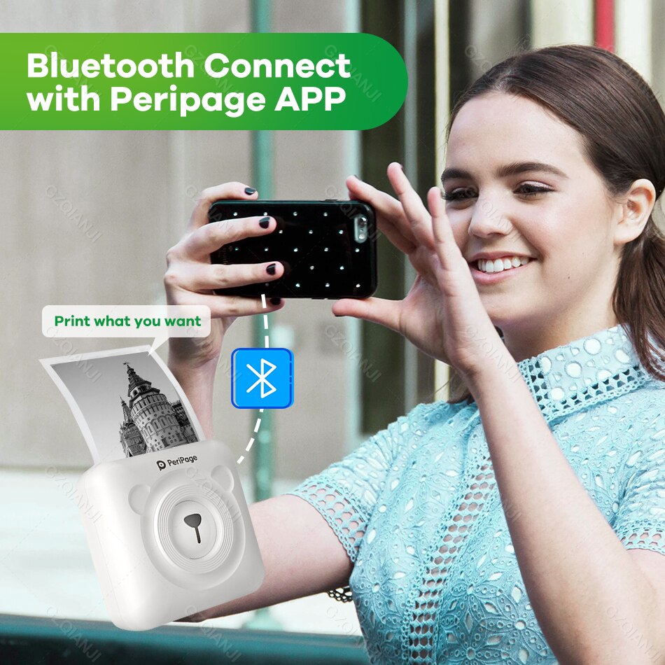 PeriPage A6 Portable Thermal Bluetooth Printer Picture Photo Mini Label Sticker Wireless Printer for Android IOS Paper Rolls