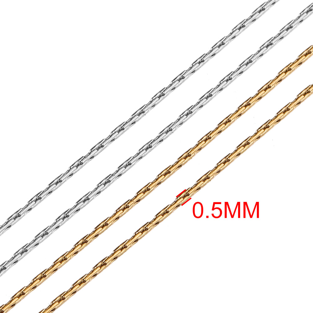 Cable pequeño de acero inoxidable para fabricación de joyas, cadena de cuerda dorada de 0,5mm, suministros para collar y pendientes, , 2m/lote