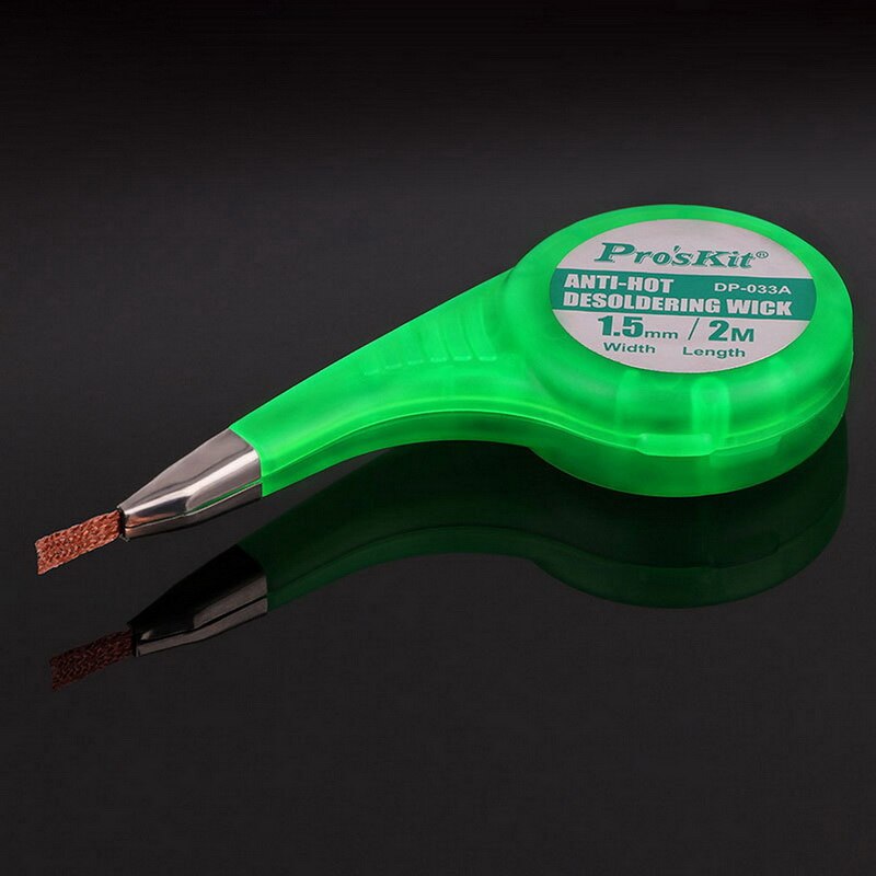 1 Uds. Mecha de desoldar trenza soldadura mecha removedor Sucker con el dispensador de la rueda del pulgar