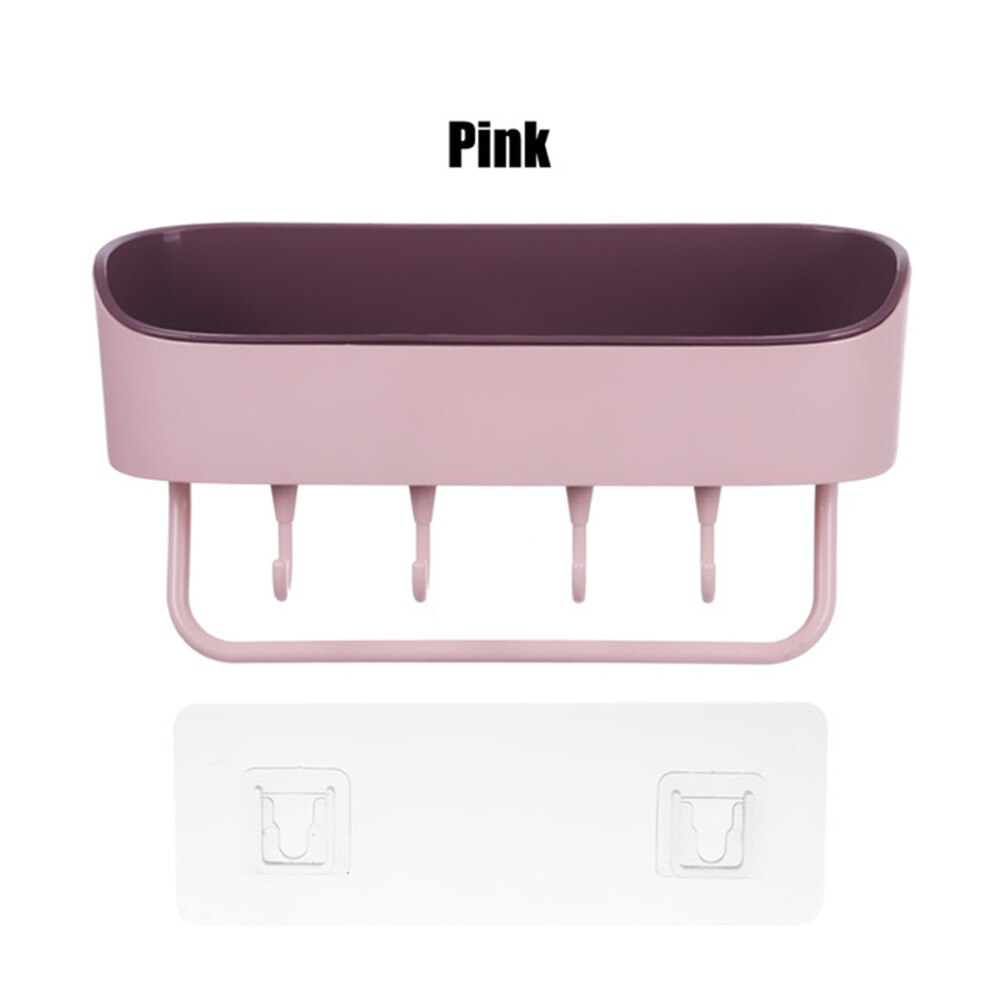 Practical Bathroom Pole Shower Storage Rack Holder Organizer Tray Holder Washing Shower Shampoo Basket Bathroom Storage Shelf: Pink