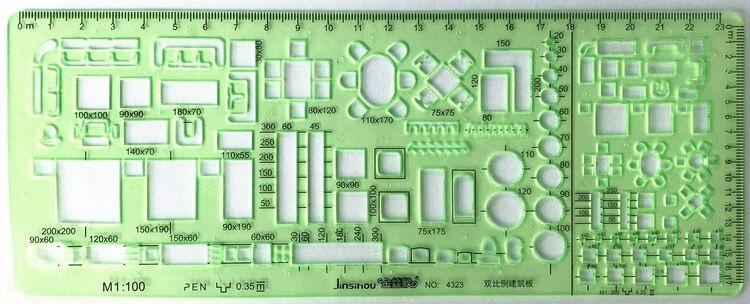 1PC Engineering drawing ruler Item Curve Template ruler office and school Painting measuring tools: O 4323
