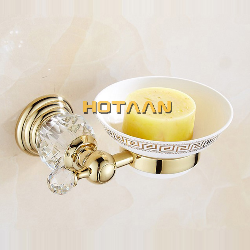 Luxus Kristall Gold Farbe Badezimmer Zubehör einstellen Gold Poliert Durcheinander Schlecht Hardware- einstellen Zauberstab Badezimmer Produkte banheiro