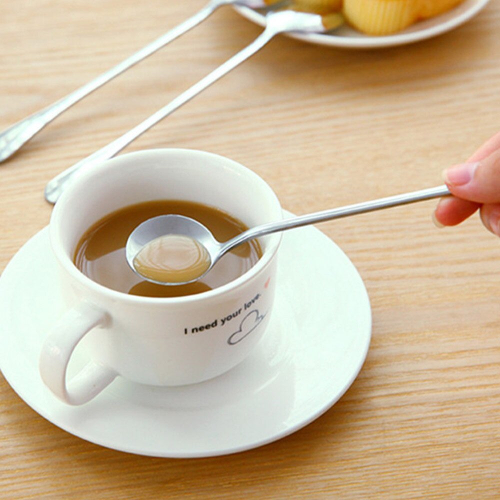Fast Long Handle Tea Coffee Spoons Ice Cream Cutlery Stainless Steel Tableware