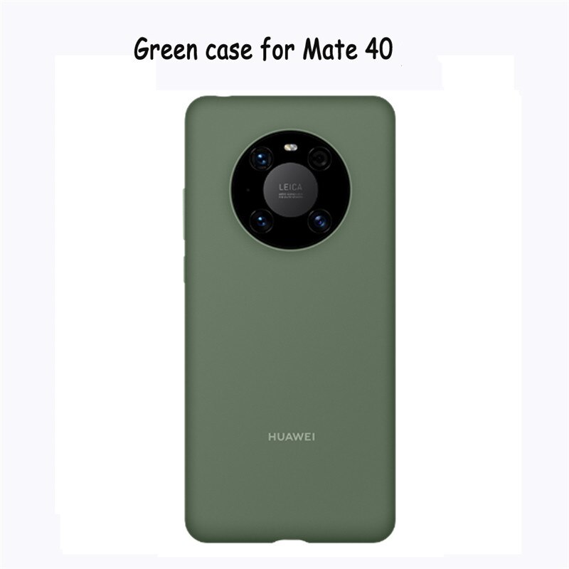 Oficial original huawei companheiro 40/companheiro 40 pro silicone caso capa traseira macia com fibra dentro capa escudo para mate40/mate40 pro: Mate40 case GREEN