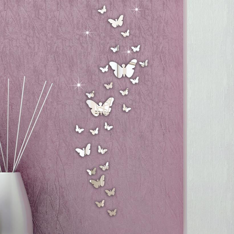 30PC Butterfly Combination 3D Mirror Wall Stickers Home Decoration DIY wall stickers for living room Adesivos de parede 802: A
