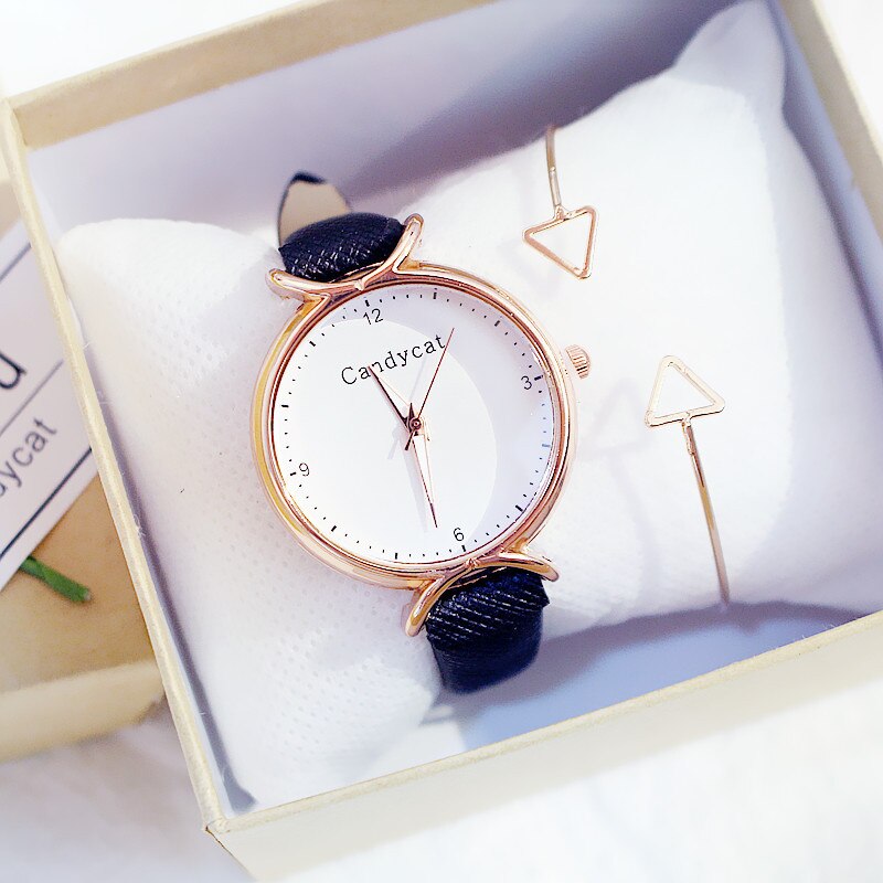 Meisjes Horloge Koreaanse Student Mode Meisje Eenvoudig En Mooie Junior High School Candycat Veelzijdige Kleine Verse Quartz Horloge