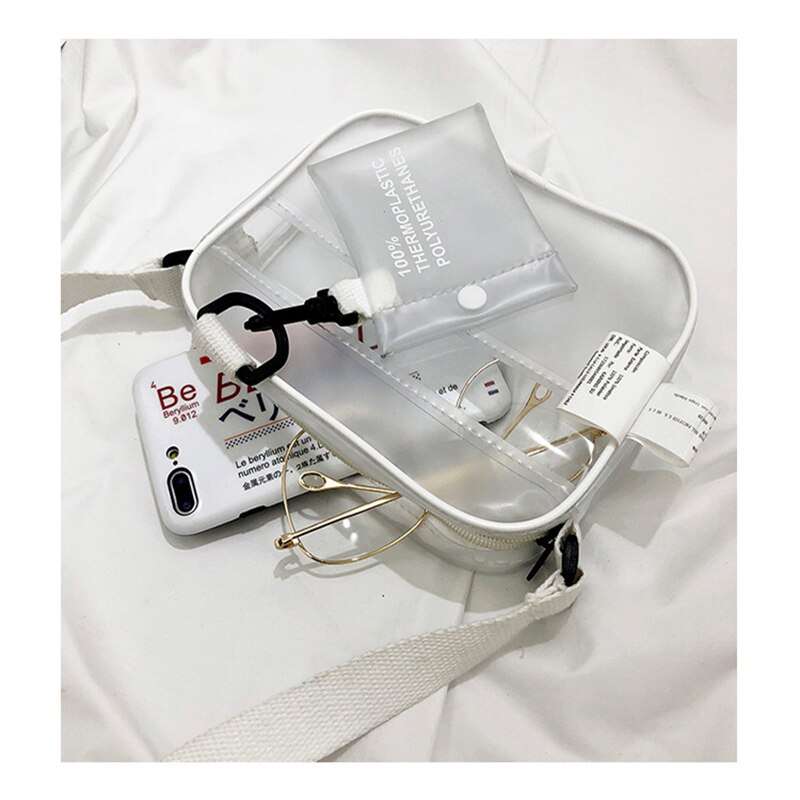 Nowy PVC przezroczysty kobieta dziewczyny torba na ramię Crossbody mały telefon torby robić makijażu robić przechowywania szeroki pasek torba na zakupy