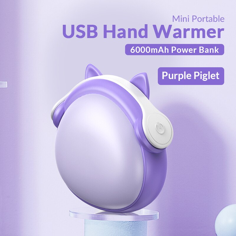 ORICO Scaldino della Mano 6000mAh Accumulatori E Caricabatterie Di Riserva USB RICARICABILE Riscaldatore Tasca Portatile Doppio-lato di Inverno Dello Scaldino: Purple