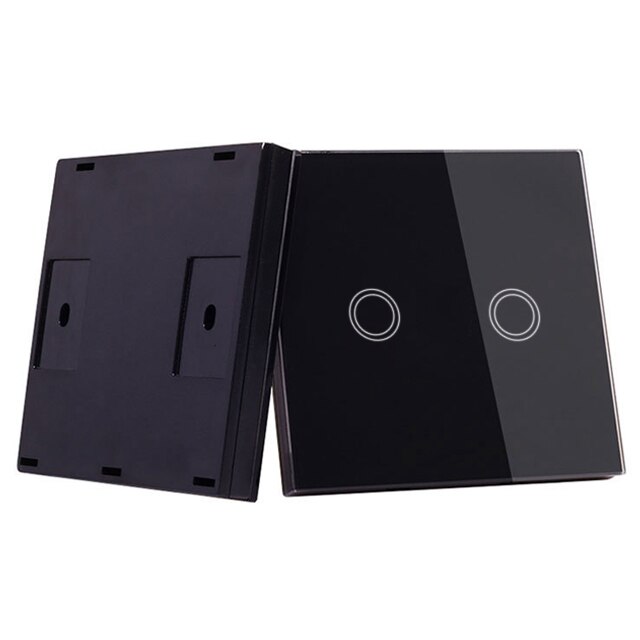 Eu Standard Double Control Switch Wireless Remote Control Transmitter 433 Mhz Glass Panel Switch Shape For Wall Light: 2 gang B transmitter
