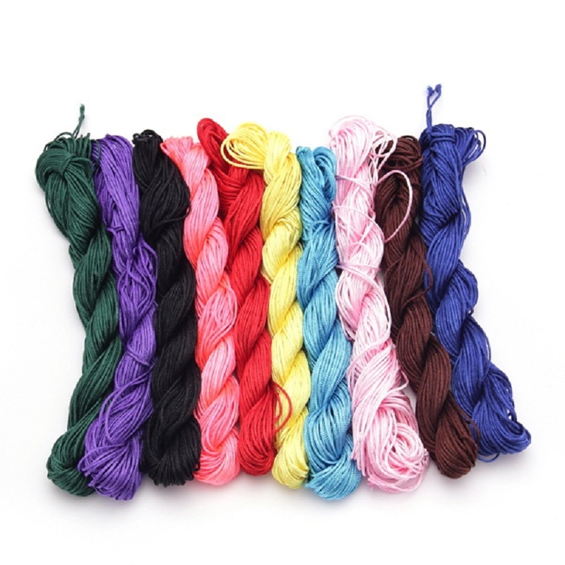 240 m/10 roll 1.0mm Nylon Koord Draad Chinese Knoop Macrame Rattail Willekeurige gemengde voor Mode Armband Gevlochten