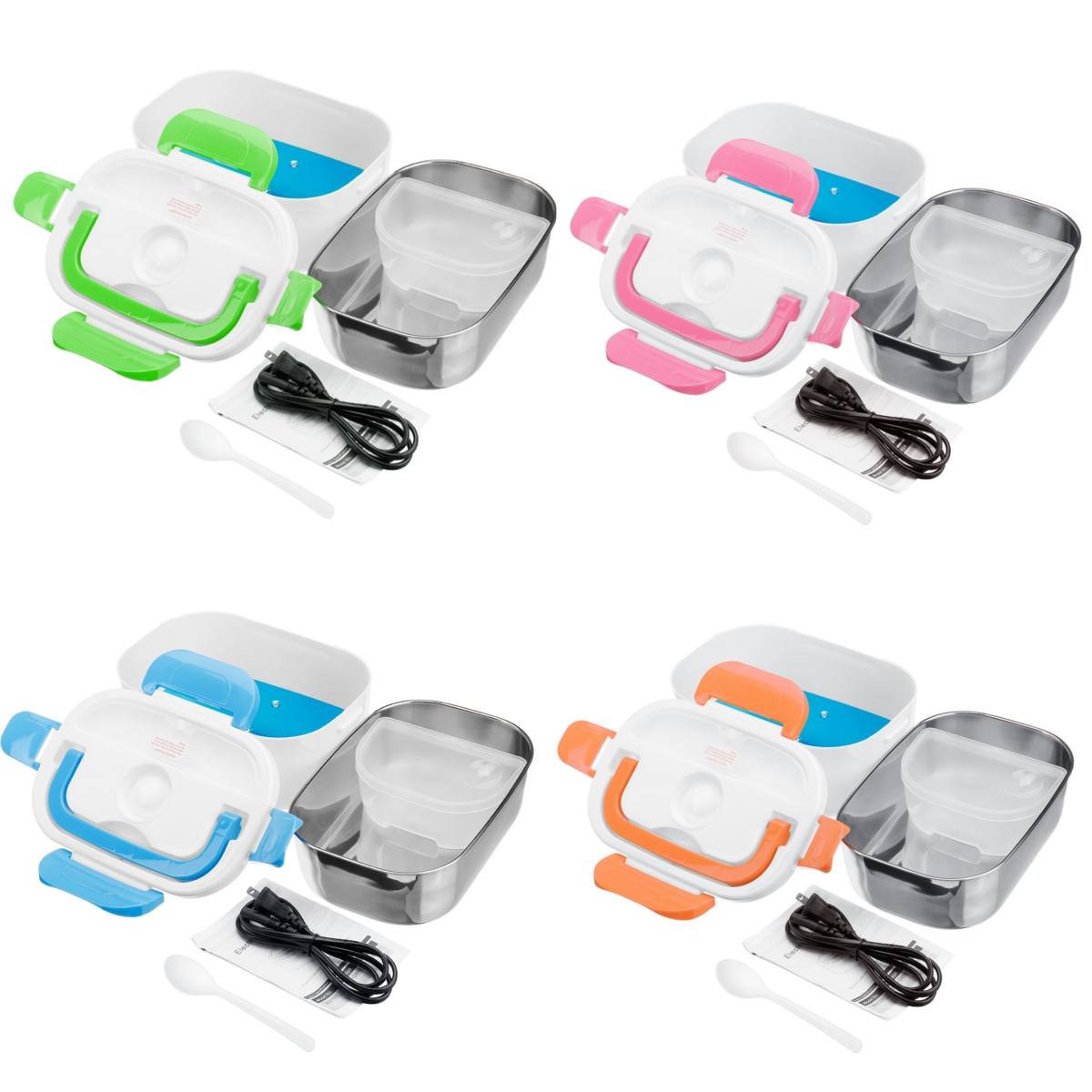 2 in 1 Car& Home Electric Heated Lunch Box Portable 12V 110V Bento Boxes Food Heater Rice Container Outdoor Travel US Plug