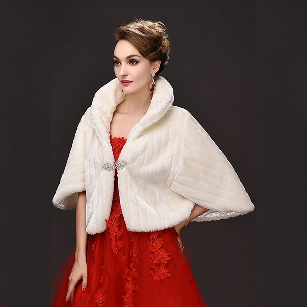 Robe de mariée en fausse fourrure pour femme, couleur ivoire blanc, manteau, châle, Cape, accessoires de mariage, automne hiver