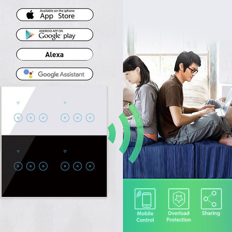 Wifi Smart Switch Tuya Ewelink 4 5 6 Gang Glas Touch Panel Wall Switch Draadloze Control Compatibel Met Alexa Google thuis