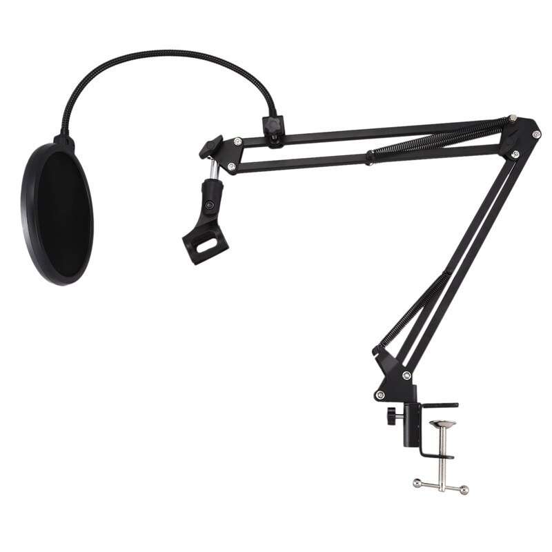 Microphone Stand Suspension Boom Scissor Arm Stands with 3/8-5/8 Screw / Table Mounting Clamp / Filter / Clip Holder