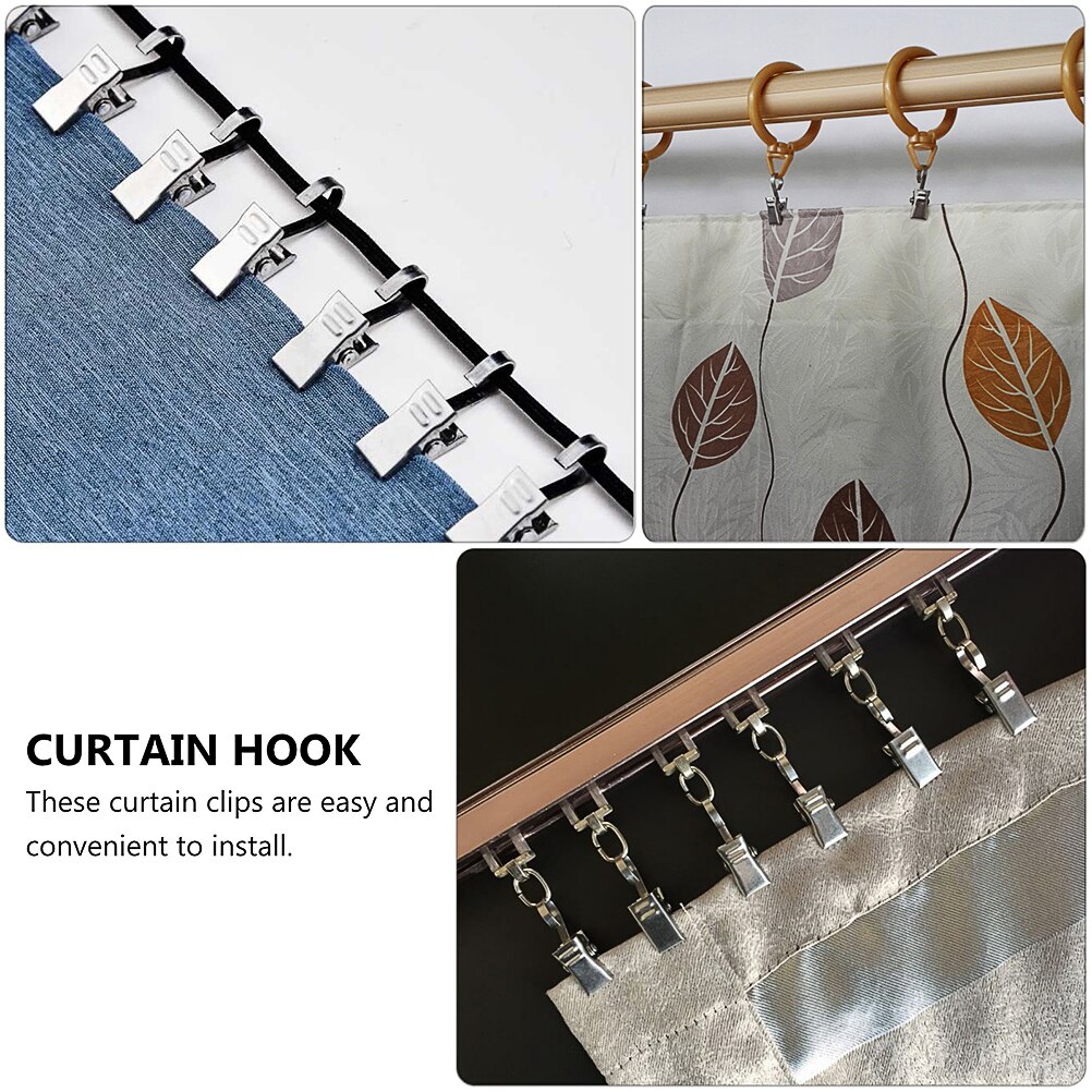 50 Stuks Rvs Gordijn Clips Praktische Gordijn Haken (Staal Kleur)