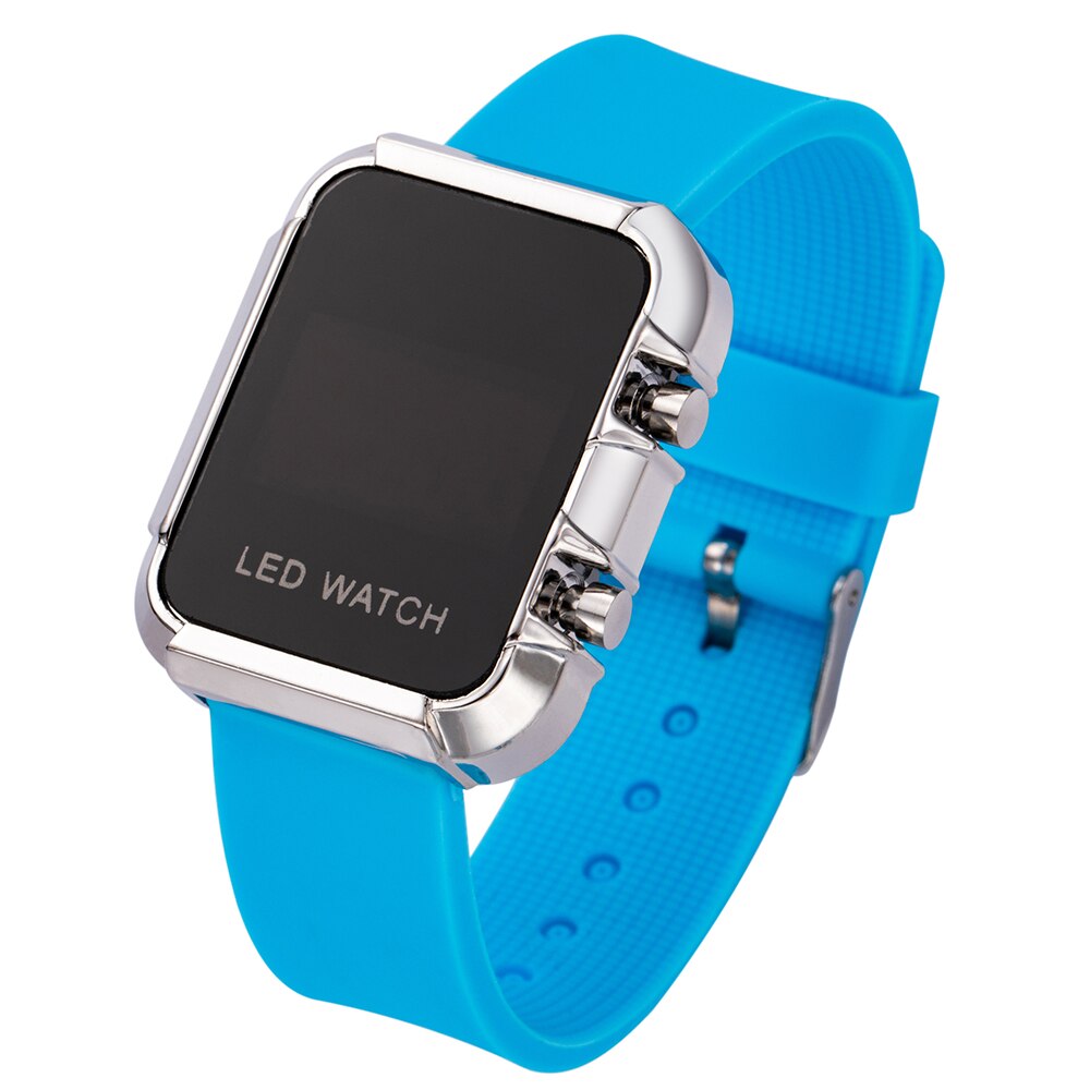 Siliconen Led Digitale Horloge Mannen Sport Vrouwen Horloges Elektronische Dames Mannelijke Polshorloge Voor Mannen Vrouwen Klok Vrouwelijke Polshorloge: light blue