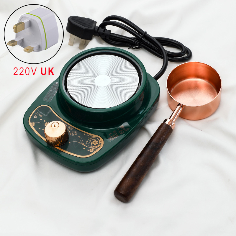 Duży piec elektryczny do pieczętowania, podgrzewacz do garnków, podgrzewacz elektryczny, kulki woskowe, topienie wosku, łyżka do pieczętowania lakiem: Jasnożółty