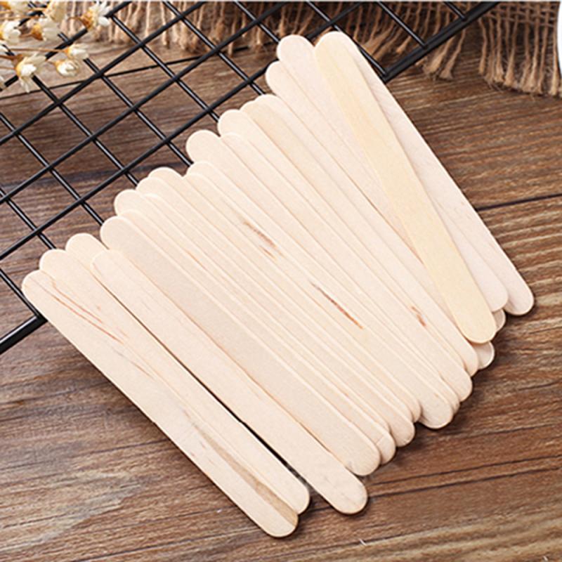 50pcs Wooden Sticks DIY Ice Cream Popsicle Sticks Cake Handicraft Lolly Timber