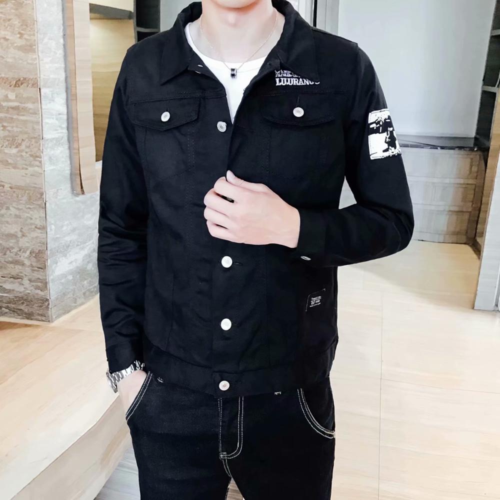 Teenagers black handsome denim jacket men's autumn Korean slim casual jacket men's clothing student clothes