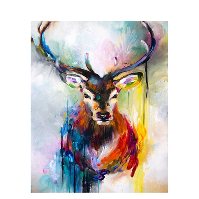 CHENISTORY cadre cerf peinture à la main par numéros Kit animaux photo par numéros Art mural peint à la main peinture à l'huile pour décors de la maison: 991442 / 40x50cm frame