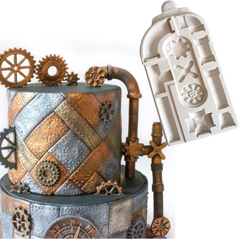 Kompass & Dampf Punk Formen Fondant Kuchen Dekor Werkzeuge Silikon Formen Sugarcrafts Schokolade Backen Werkzeuge Für Kuchen Gumpaste bilden