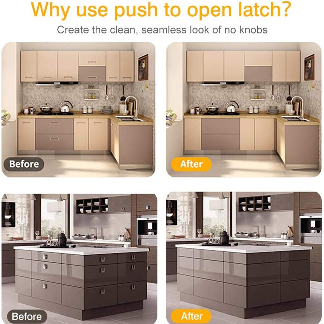 2Pcs Heavy Duty Metalen Push To Open Kast Vangsten Deur Stopt Keuken Onzichtbare Kast Trekt Kabinet Hardware