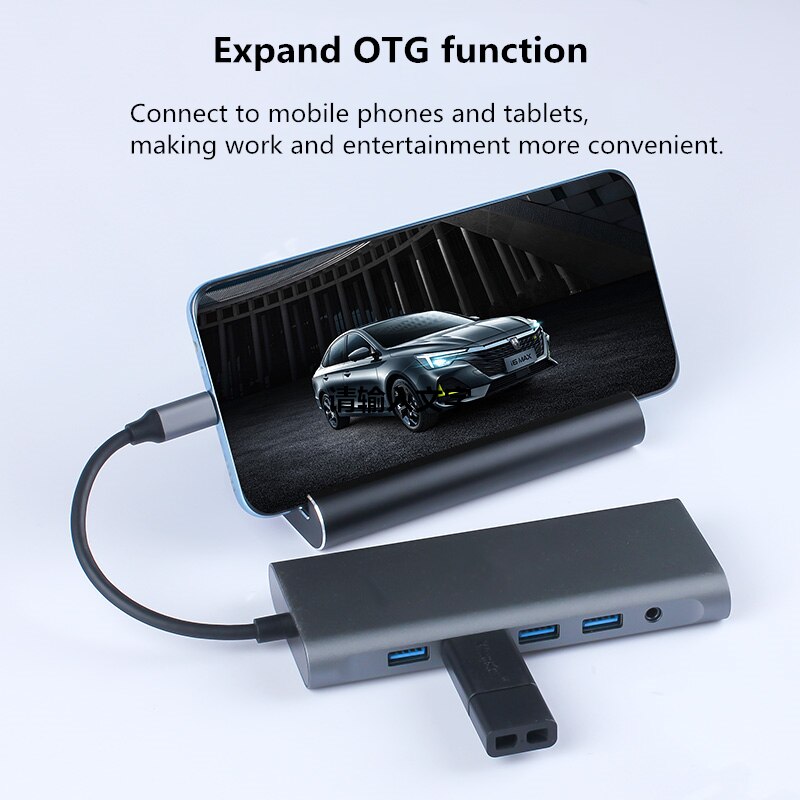 Usb type c hub til hdmi-kompatibel mst 4k vga usb c hub dokkingstasjon  rj45 lan ethernet sd tf til macbook usb hub adapter