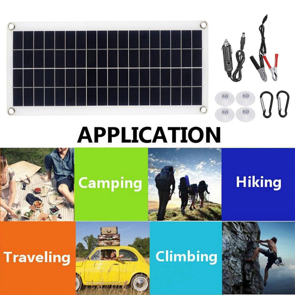 100W Solar Panel Complete Kit 12V USB Flexible Solar Plate Solar Cell Power Portable Battery Charge for Outdoor Camping Hiking