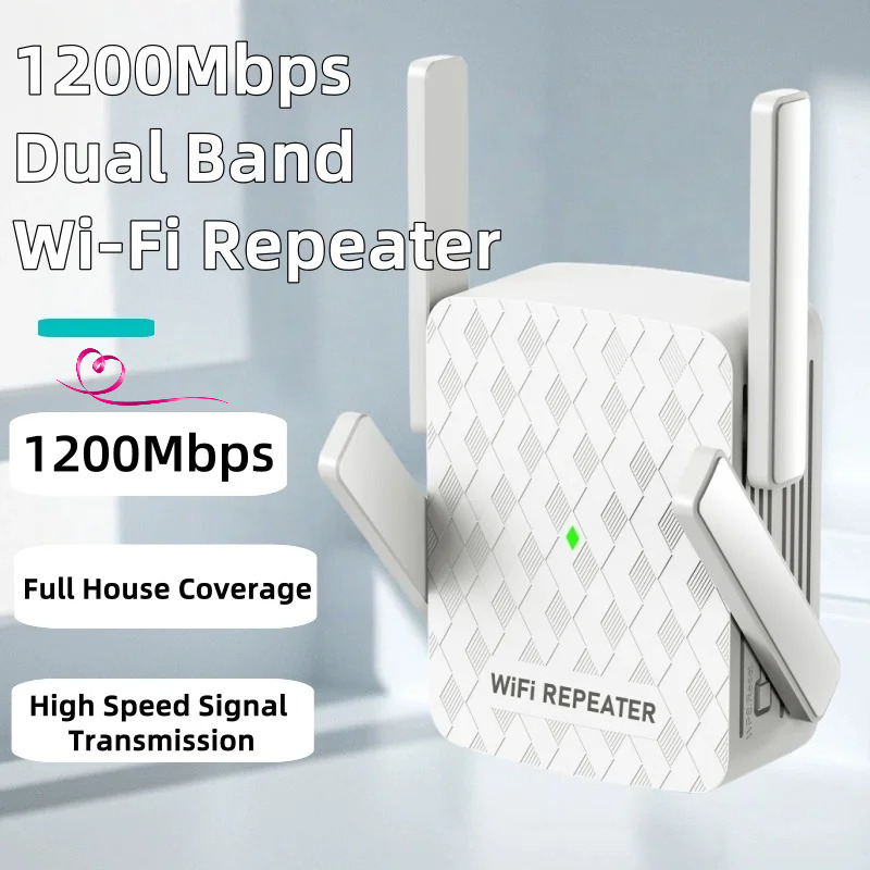 Wzmacniacz sygnału WiFi Dual Band 1200Mbps 5GHz z obsługą 2.4G i 5GHz, przedłużacz zasięgu sieci WiFi, wzmacniacz sygnału Wi-Fi o dużym zasięgu.