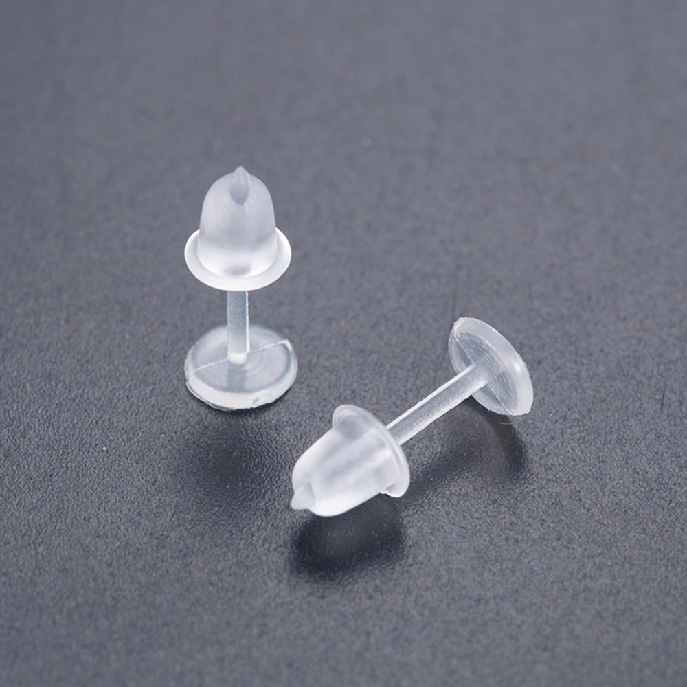50 stks/pak Clear Plastic Stem Rubber Anti-Allergie Oor Stud Vervanging Oorbel Accessoires Bescherm Oren Van Oor Gat Verstopping