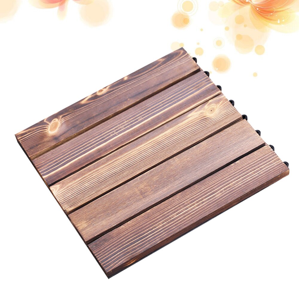 Wood Patio Paver Interlocking Flooring Tile Interlocking Deck Tile for Outdoor and Floors: Default Title