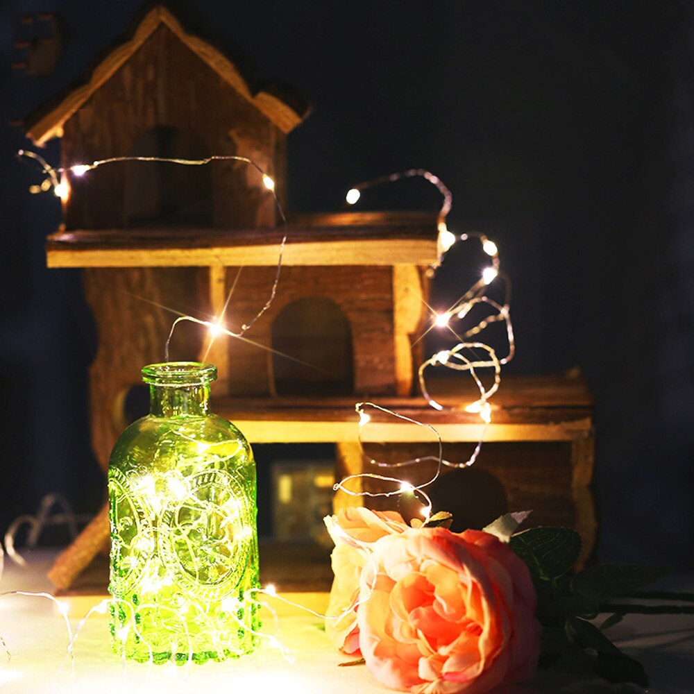 1-5 m Fairy Light CR2032 Batterij Aangedreven LED Mini Kerst Licht Koperdraad String Light Voor Wedding Xmas garland Party Indoor