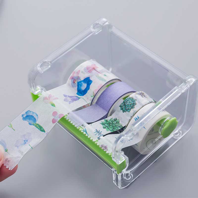 1 pc washi tape cutter sæt tape værktøj gennemsigtig tape desktop opbevaring arrangør holder tape dispenser skoleartikler papirvarer